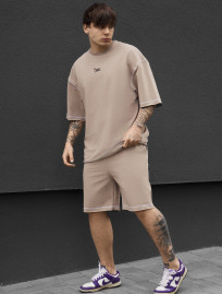 Komplet koszulka + spodenki Staff dark beige logo lio oversize