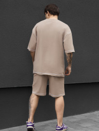 Komplet koszulka + spodenki Staff dark beige logo lio oversize