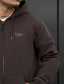 Bluza Staff zip logo dark brown