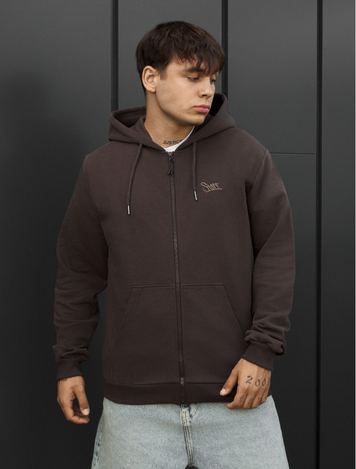 Bluza Staff zip logo dark brown