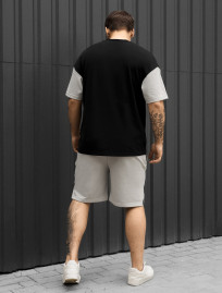 Komplet koszulka + spodenki Staff ft black & light gray oversize
