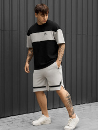 Komplet koszulka + spodenki Staff ft black & light gray oversize