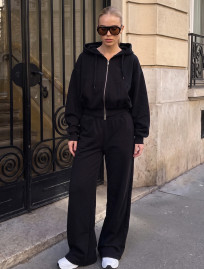 Dres Staff zip logo black oversize fleece