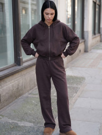 Dres Staff zip logo brown oversize fleece