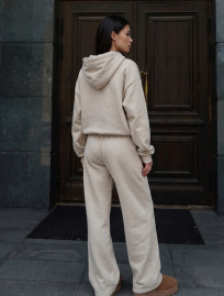 Dres Staff zip logo light beige oversize fleece