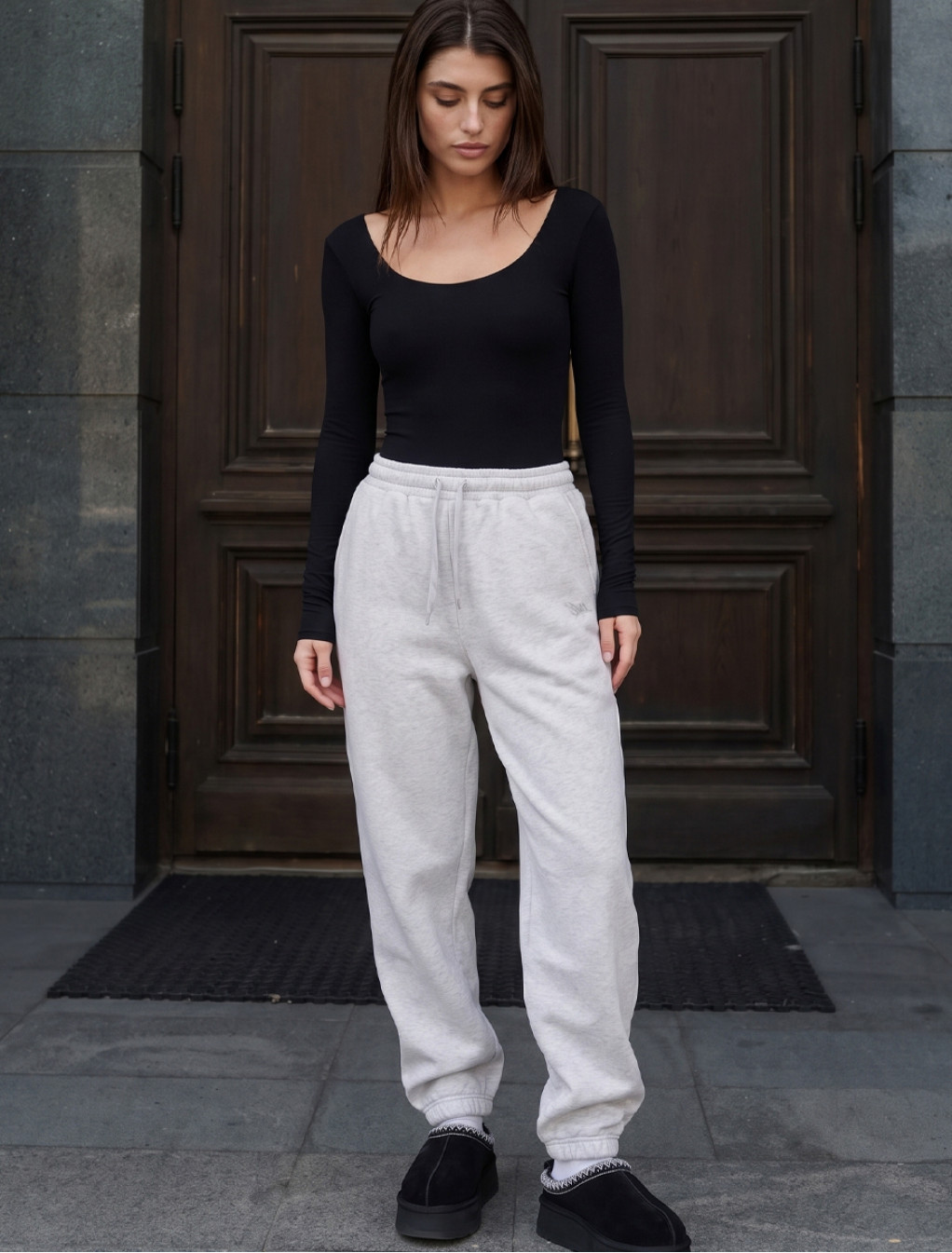 Spodnie dresowe Staff yo gray melange fleece