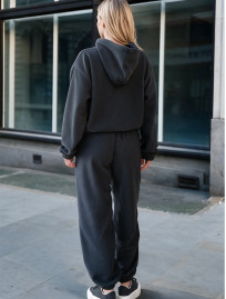 Dres Staff zip logo dark gray oversize fleece