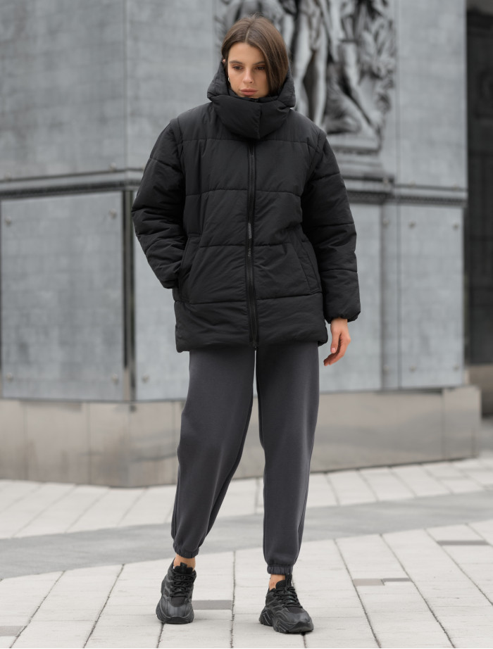 Damska kurtka zimowa Staff swe black oversize