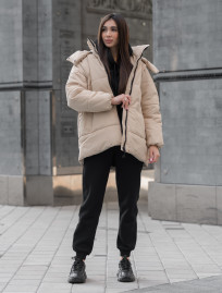 Damska kurtka zimowa Staff swe beige oversize