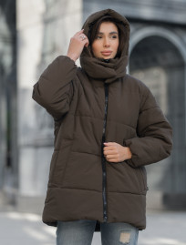 Damska kurtka zimowa Staff swe brown oversize