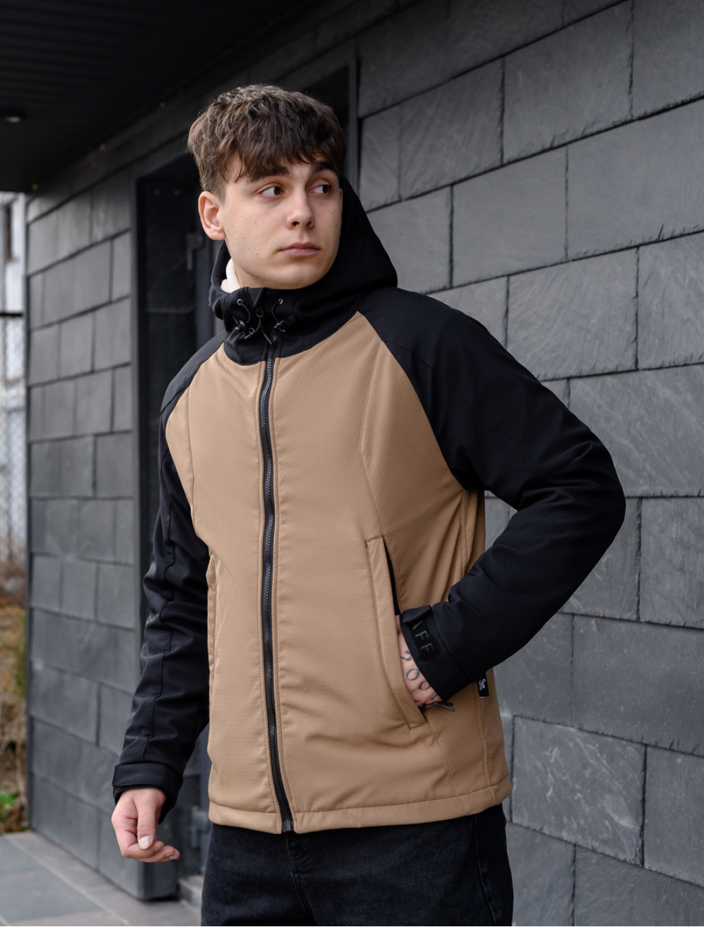 Kurtka Staff soft shell ob beige & black