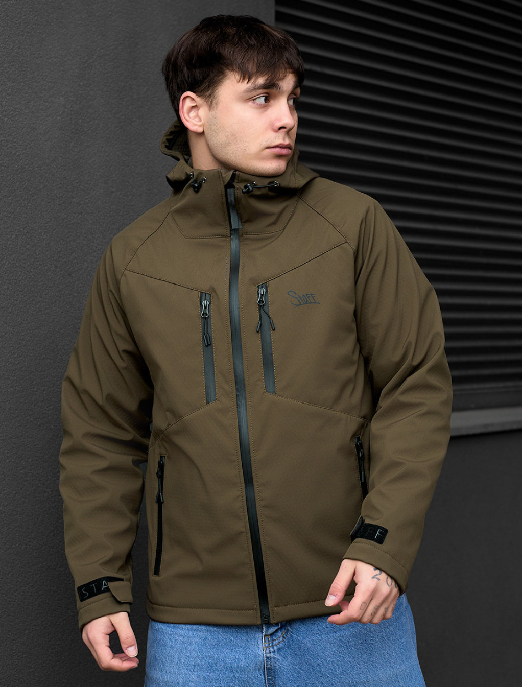 Kurtka soft shell Staff nexu dark khaki logo