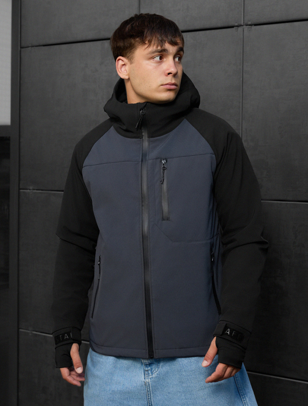 Kurtka Staff mei soft shell dark gray & black