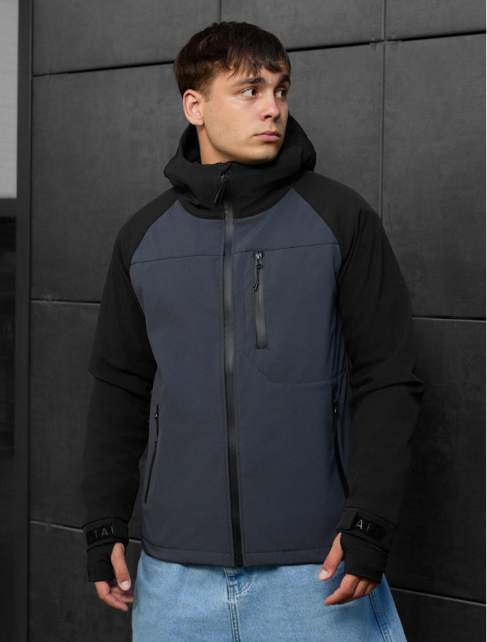 Kurtka Staff mei soft shell dark gray & black