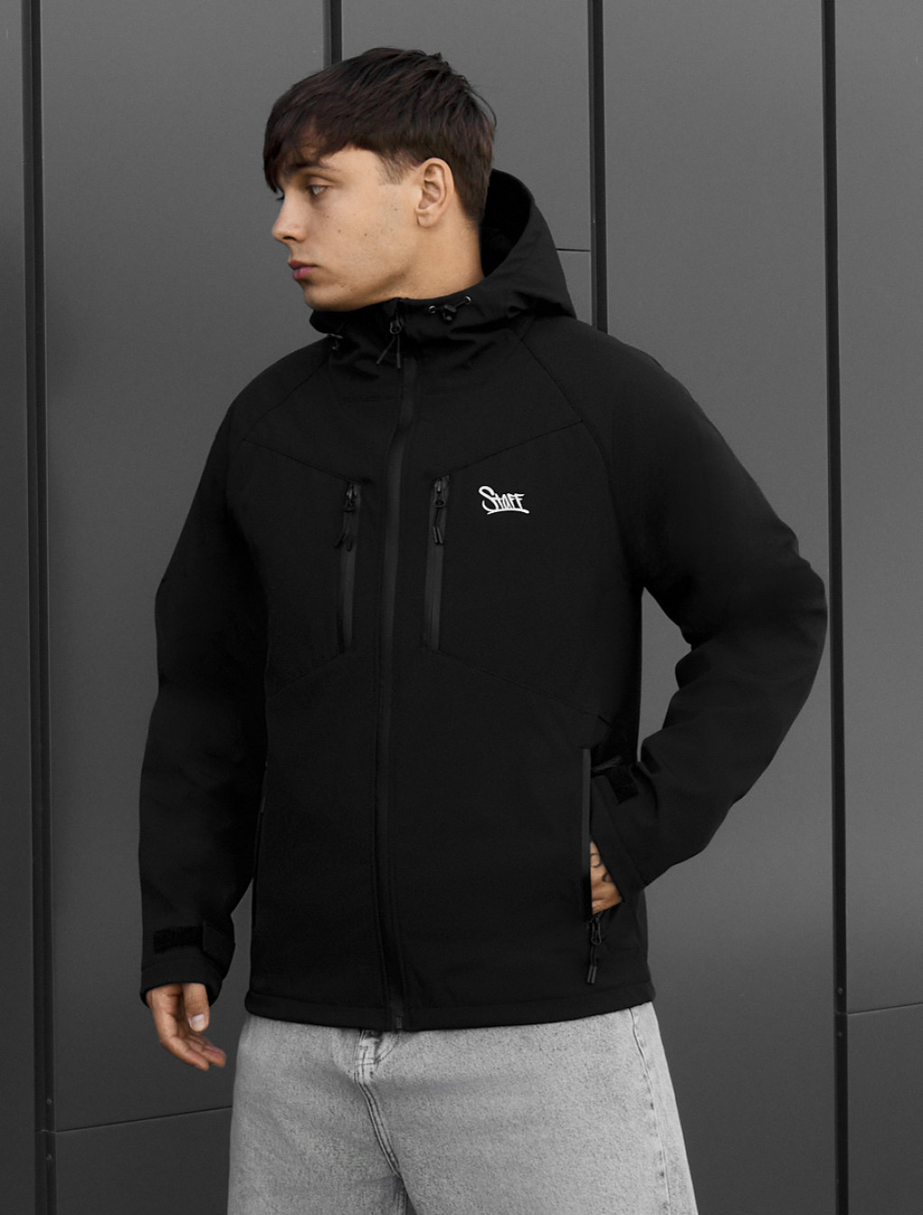 Kurtka soft shell Staff  nu black reflective