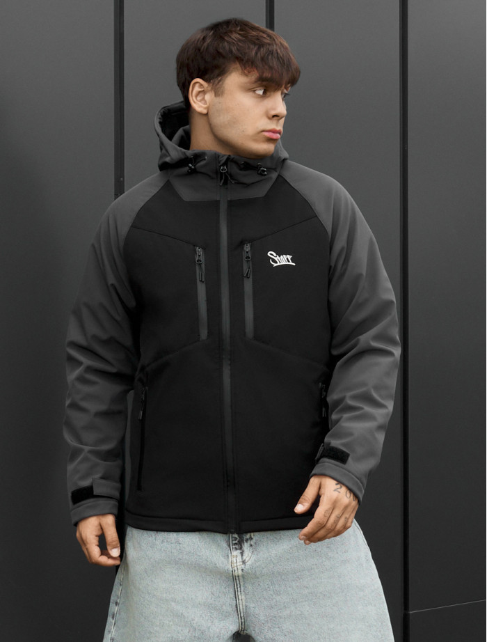 Kurtka soft shell Staff nu gray & black reflective