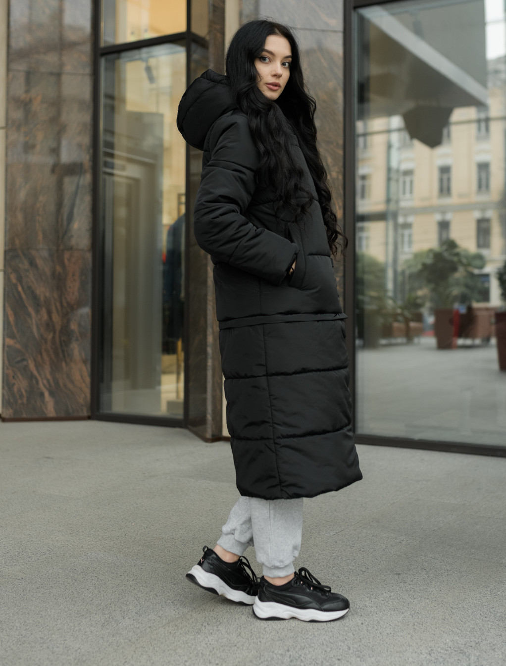 Damska kurtka zimowa Staff transformer long black