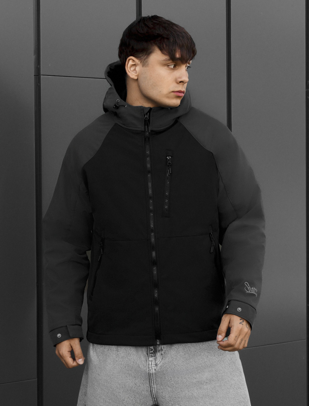 Kurtka soft shell Staff dark gray & black