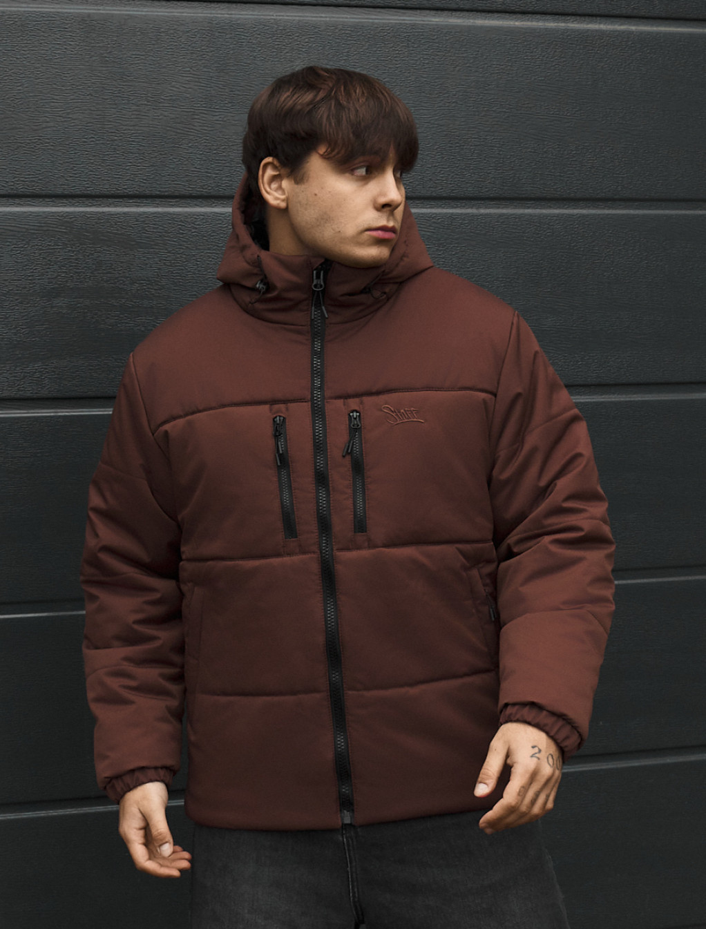 Kurtka zimowa Staff in logo dark brown