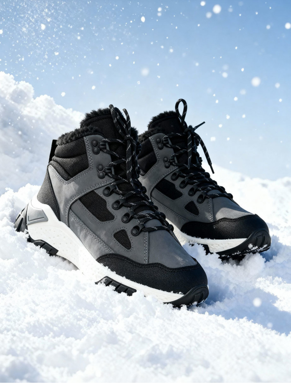 Sneakersy zimowe Staff gray & black (futro)