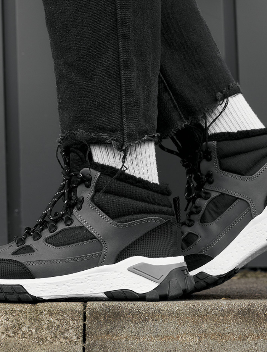 Sneakersy zimowe Staff gray & black (futro)