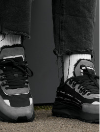 Sneakersy zimowe Staff black & gray reflective (futro)