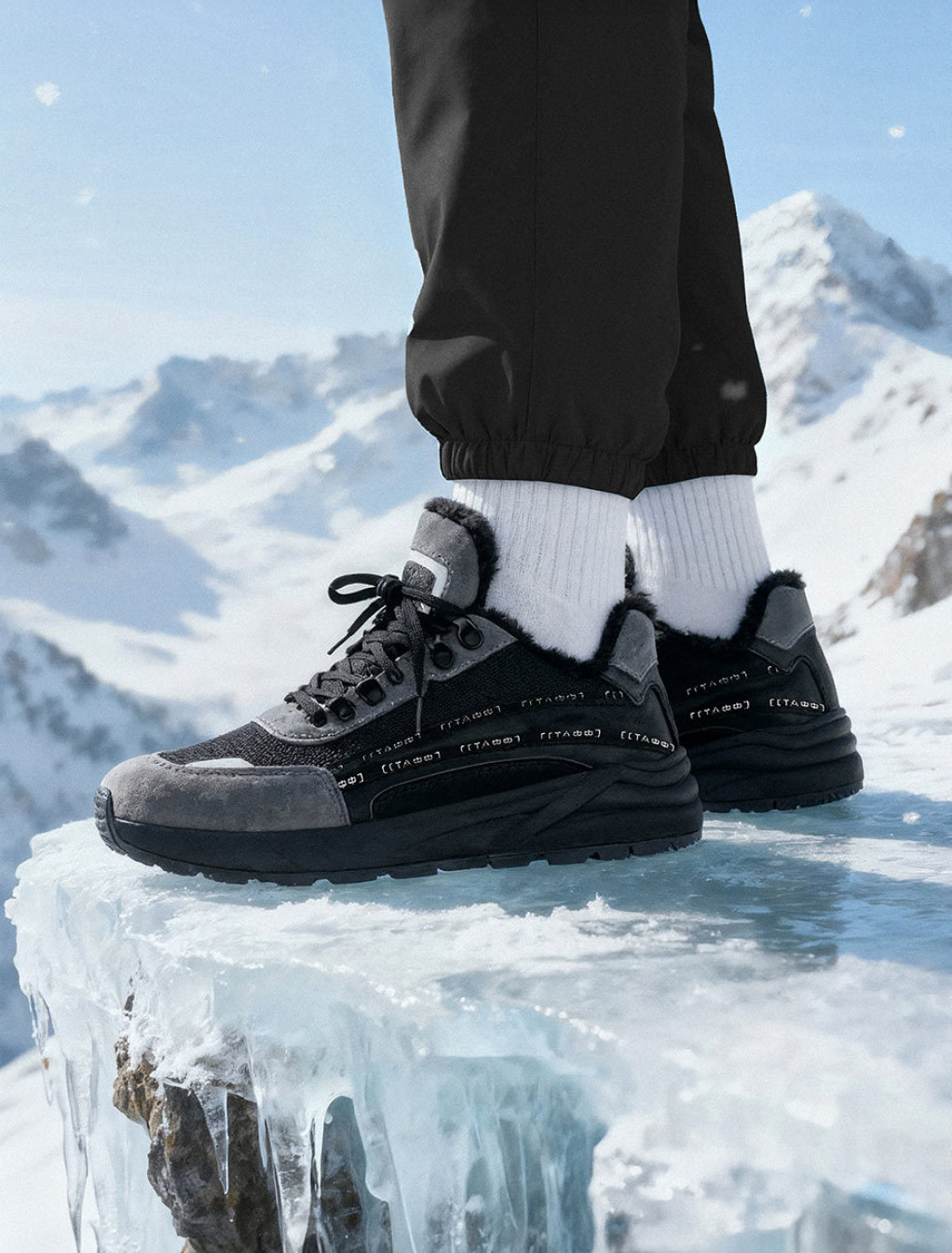 Sneakersy zimowe Staff black & gray reflective (futro)