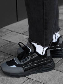 Sneakersy zimowe Staff black & gray reflective (futro)