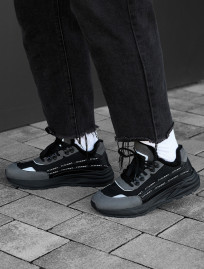 Sneakersy zimowe Staff black & gray reflective (futro)