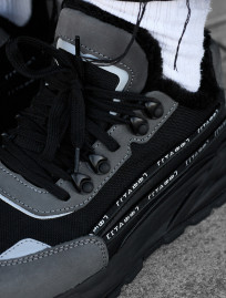 Sneakersy zimowe Staff black & gray reflective (futro)