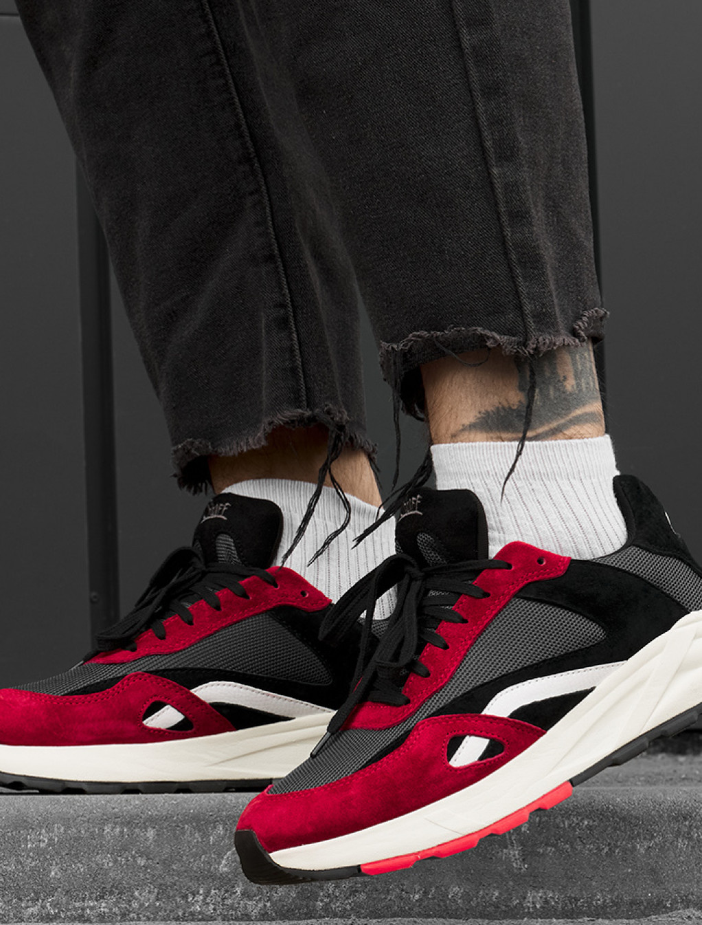 Sneakersy Staff red & dark gray reflective