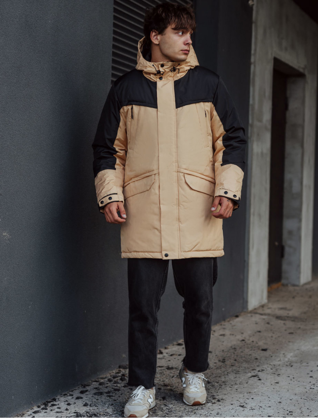 Zimowa parka Staff sta beige & black