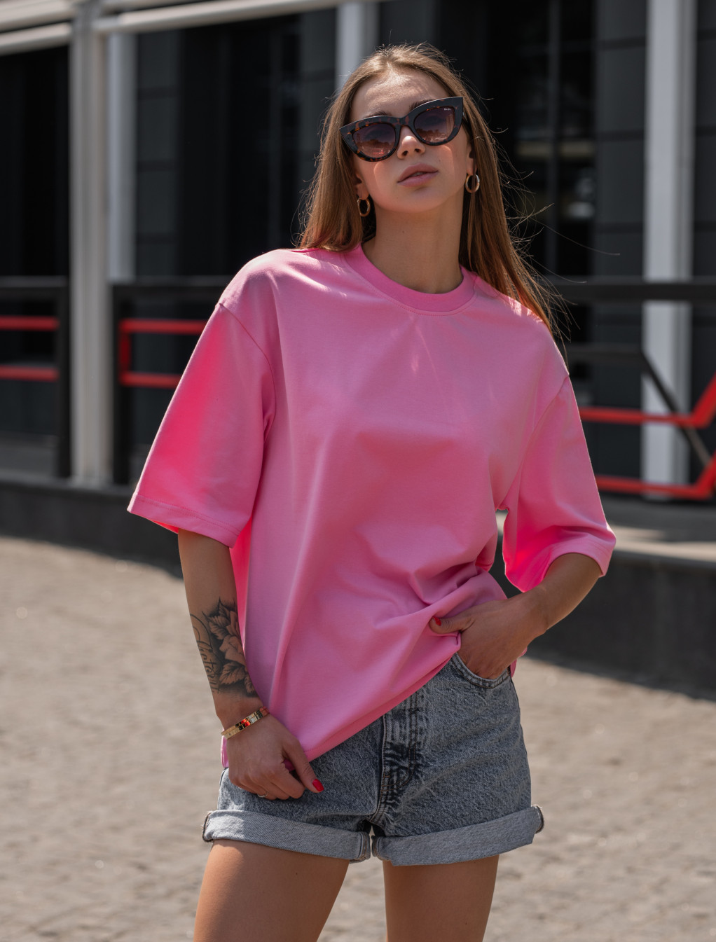 Damska koszulka Staff bk pink oversize