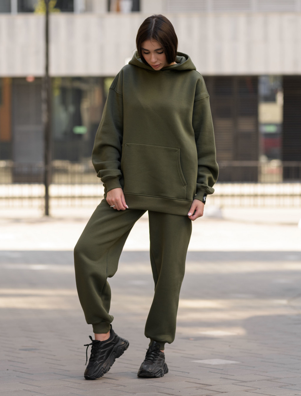 Damski dres sportowy Staff ne khaki fleece oversize