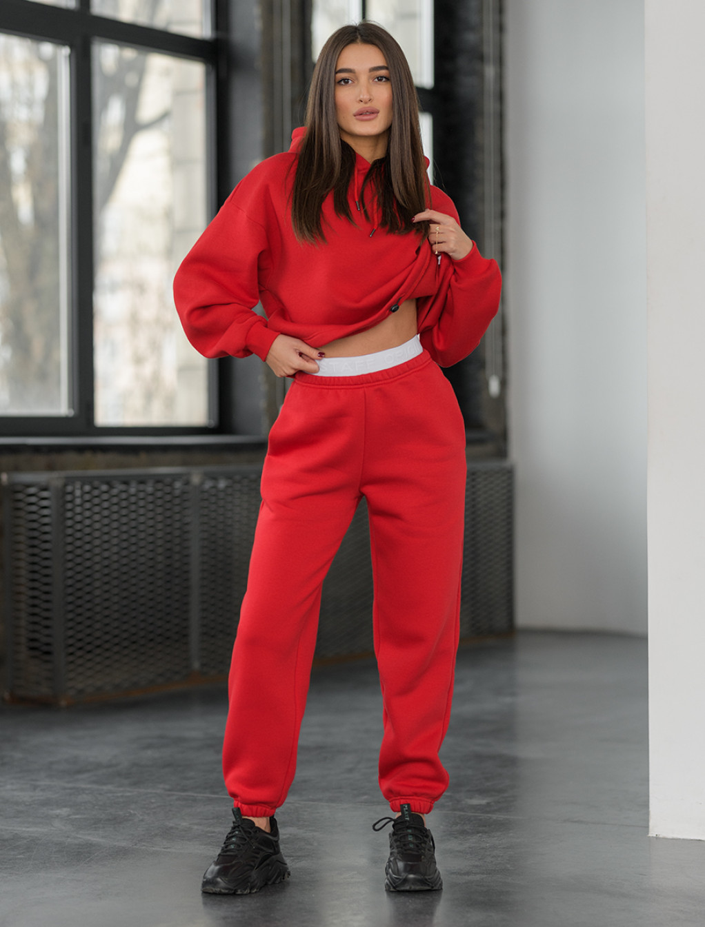Damski strój sportowy Staff lic red oversize fleece