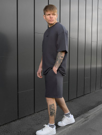 Komplet koszulka + spodenki Staff no dark gray oversize