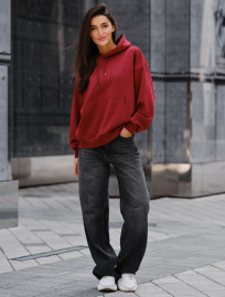 Damska bluza z kapturem Staff bordo oversize