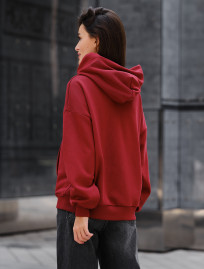 Damska bluza z kapturem Staff bordo oversize