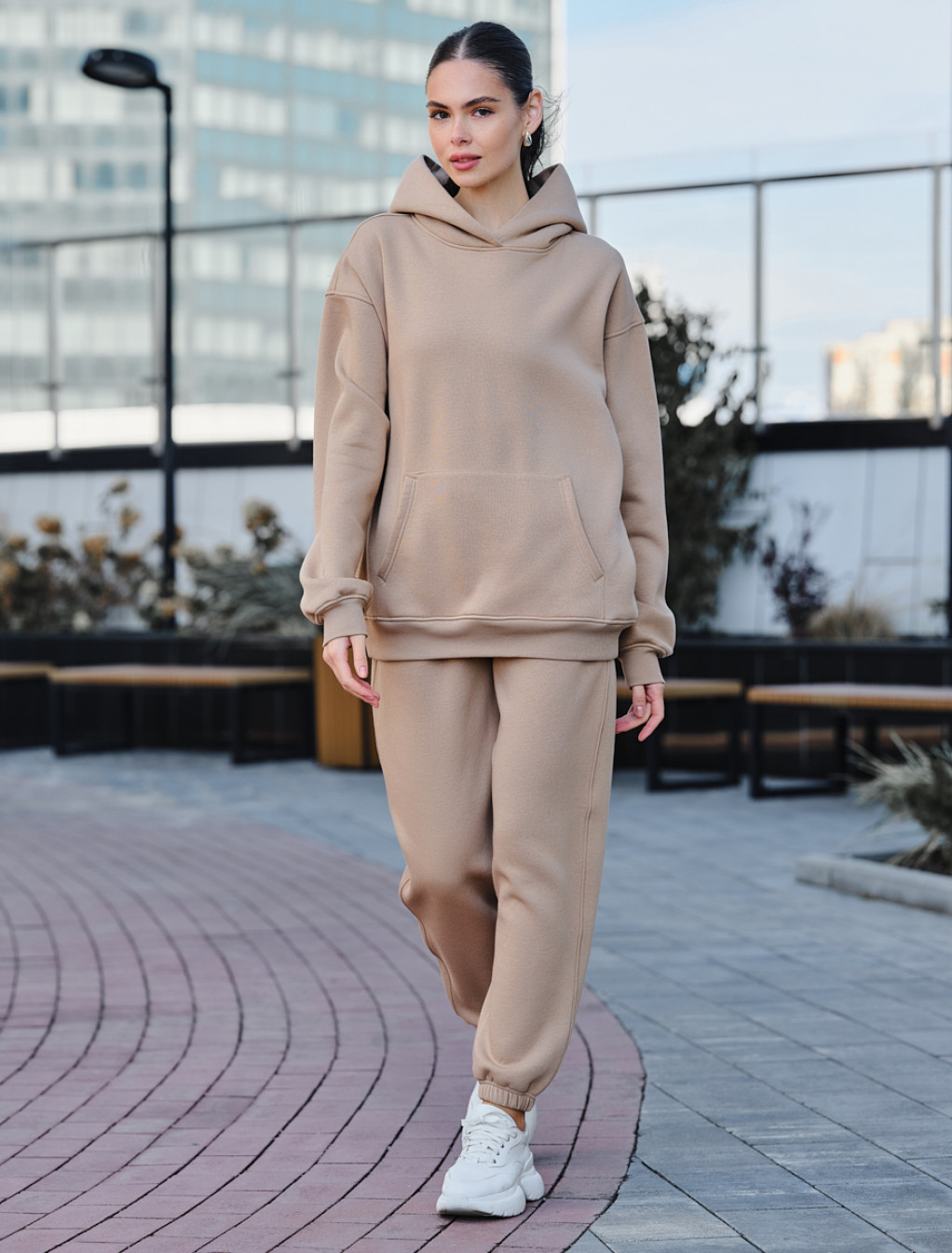 Damski dres Staff dix beige fleece oversize