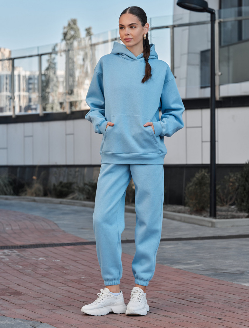 Damski dres Staff ne light blue fleece oversize