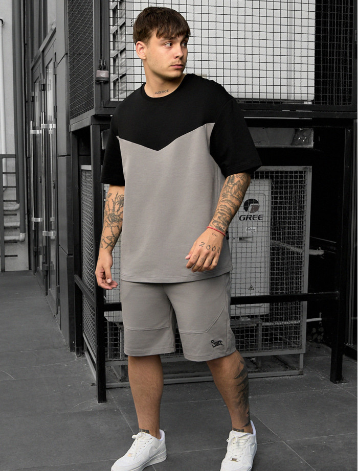 Komplet koszulka + spodenki Staff ko black & gray2 oversize