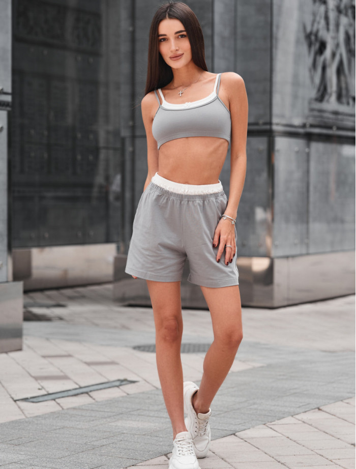 Komplet top + spodenki Staff tic gray & milk