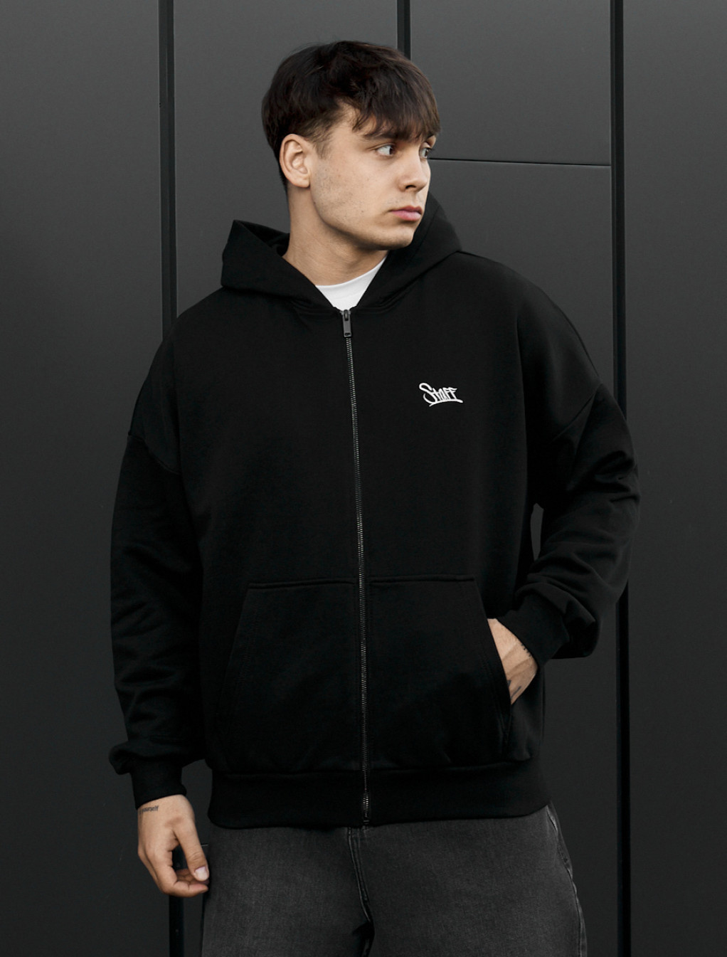 Bluza Staff bo zip logo black oversize