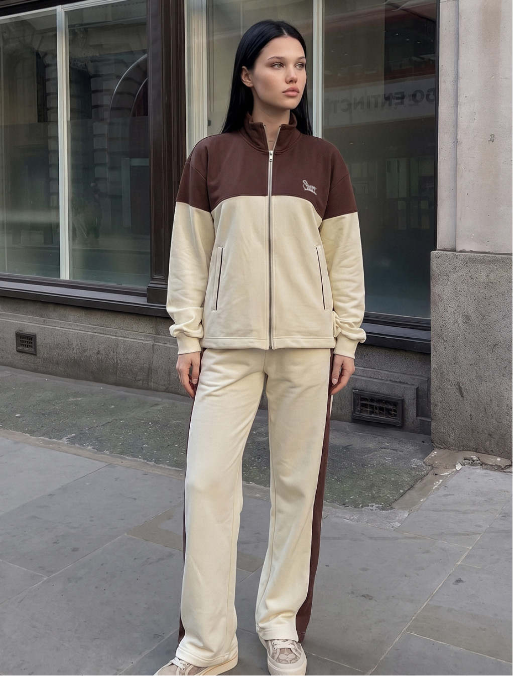 Dres Staff zip brown & milk logo oversize