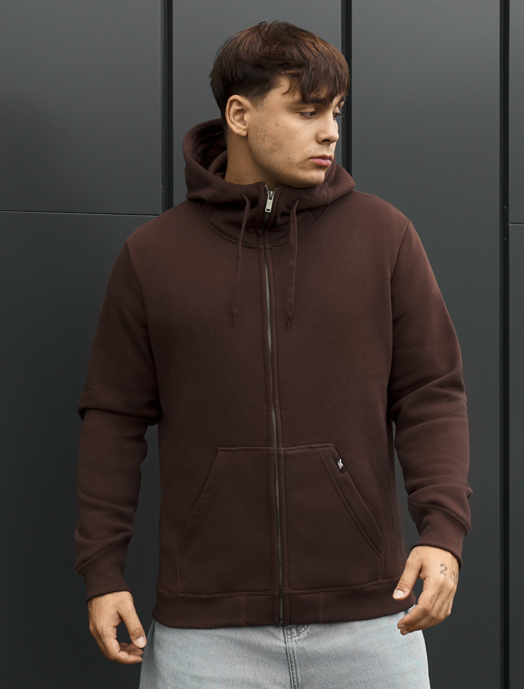 Bluza Staff zip dark brown fleece
