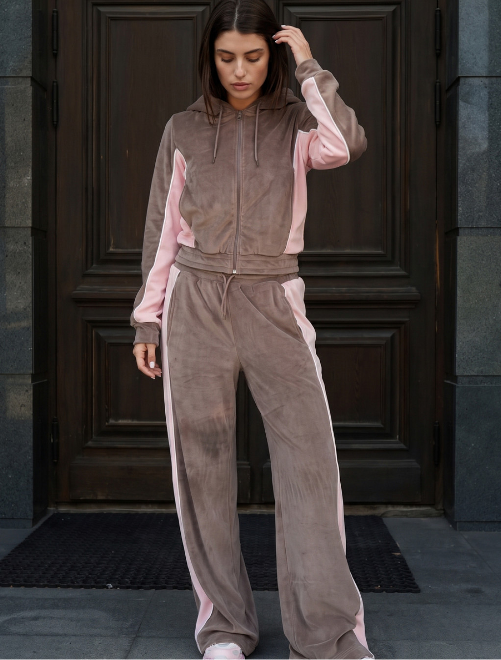 Dres Staff light brown & pink fleece