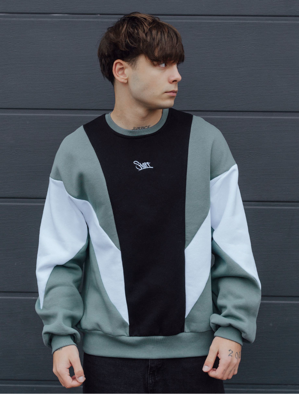 Bluza Staff retro turquoise oversize fleece