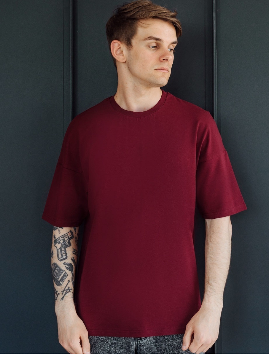 Koszulka Staff bordo basic oversize