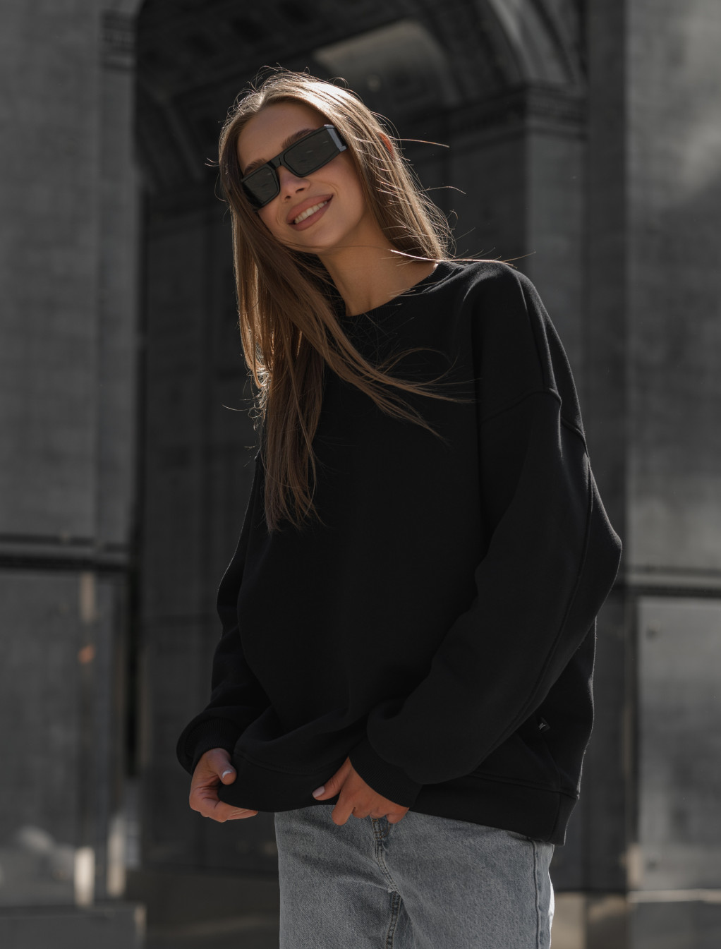 Damska bluza Staff vi black oversize fleece
