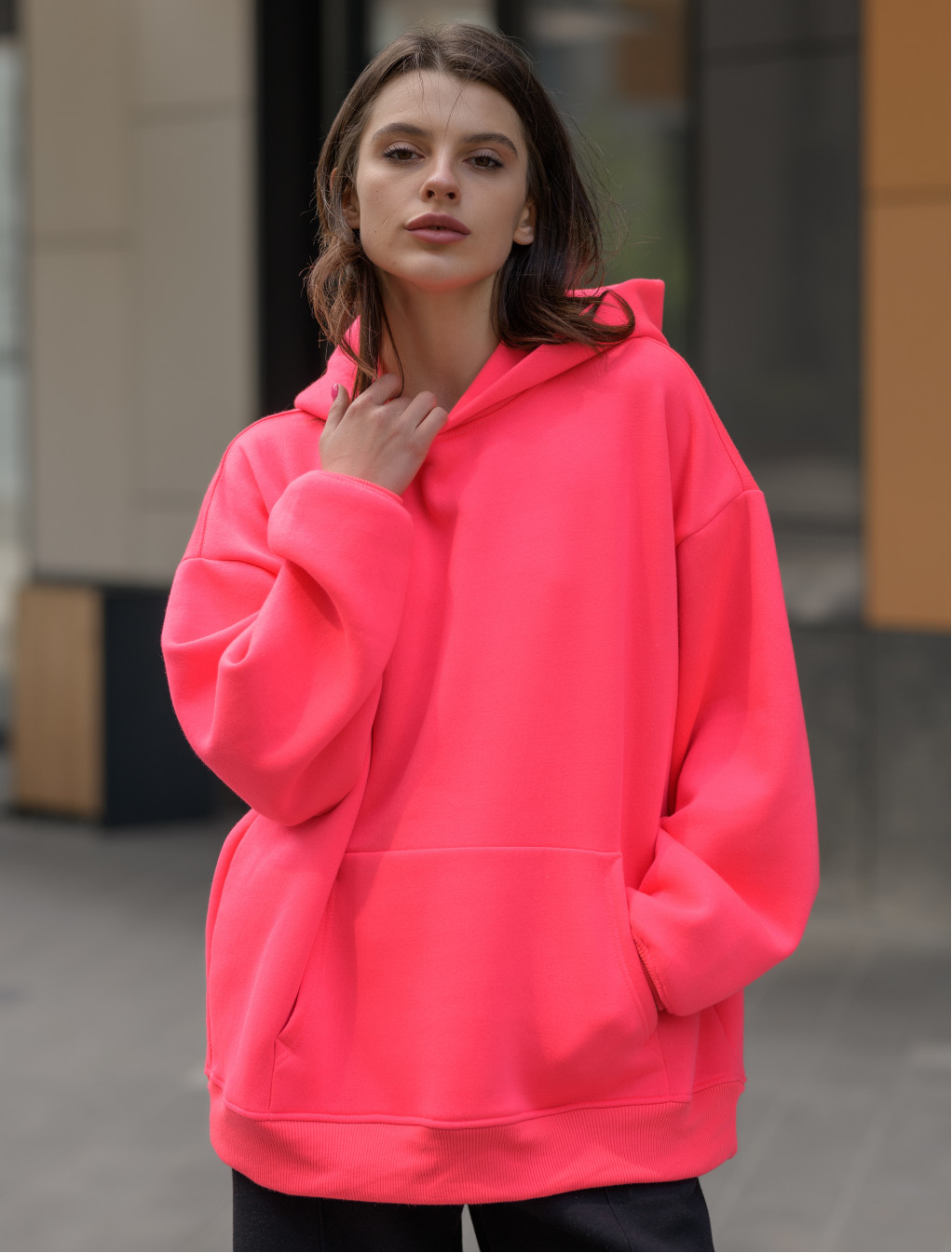 Damska bluza Staff deep pink oversize fleece